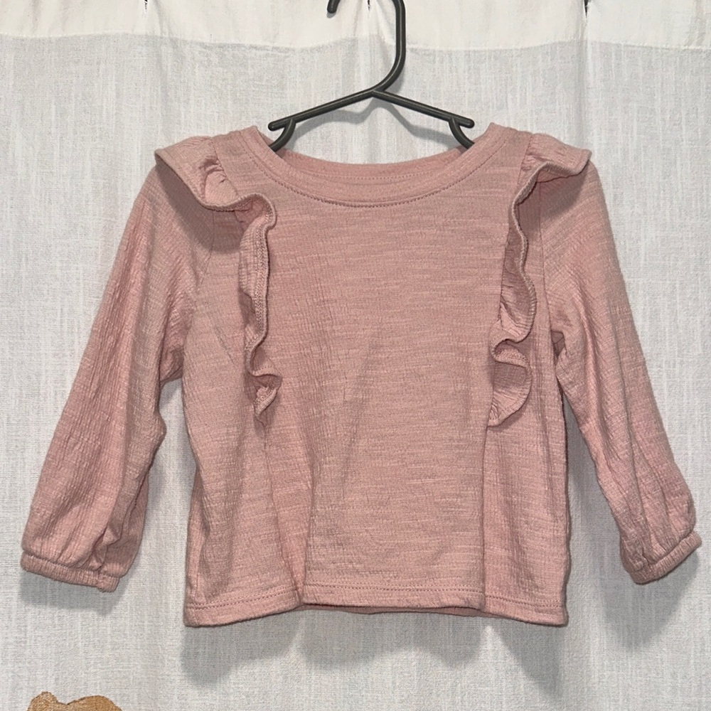 Cat & Jack Pink Ruffle Long Sleeve Tee